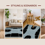 Ultra Soft Area Rug, Non Slip, Stain Resistant, Washable Area Rugs for Living Room, Bedroom, Rustic Minimalist Geometric Arrangement(Black)