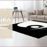 Ultra Soft Area Rug, Non Slip, Stain Resistant, Washable Area Rugs for Living Room, Bedroom, Elegant Circular Harmony Design(Black)