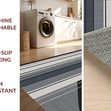 Ultra Soft Area Rug, Non Slip, Stain Resistant, Washable Area Rugs for Living Room, Bedroom, Classic Pinstripe Graphic Rug Showcasing Sleek Alternating Linework Motif(Gray)
