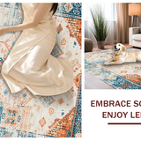 Ultra Soft Area Rug, Non Slip, Stain Resistant, Washable Area Rugs for Living Room, Bedroom, Sophisticated Neutral Floral Aesthetic(Orange)