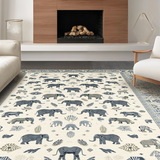 Ultra Soft Area Rug, Non Slip, Stain Resistant, Washable Area Rugs for Living Room, Bedroom, Vibrant Grey and Ivory Kids' Design(White)