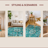 Ultra Soft Area Rug, Non Slip, Stain Resistant, Washable Area Rugs for Living Room, Bedroom, Elegant Distressed Floral Composition(Blue)