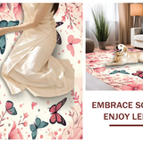 Ultra Soft Area Rug, Non Slip, Stain Resistant, Washable Area Rugs for Living Room, Bedroom, Soft Elegant Butterfly Bloom Design(Pink)