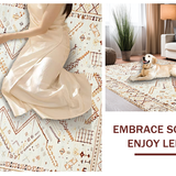 Ultra Soft Area Rug, Non Slip, Stain Resistant, Washable Area Rugs for Living Room, Bedroom, Contemporary Warm Color Contrast(Beige)