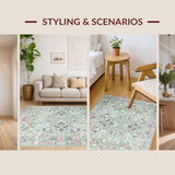 Ultra Soft Area Rug, Non Slip, Stain Resistant, Washable Area Rugs for Living Room, Bedroom, Soft Green Abstract Leaf Pattern(Green)