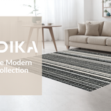 Ultra Soft Area Rug, Non Slip, Stain Resistant, Washable Area Rugs for Living Room, Bedroom, Ebony & Ivory: Striped Cotton Weave Patio Carpet, Casual Style(Black)