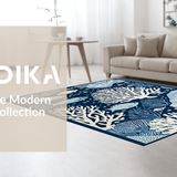 Ultra Soft Area Rug, Non Slip, Stain Resistant, Washable Area Rugs for Living Room, Bedroom, Lively Nautical Medallion Theme(Blue)