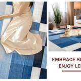 Ultra Soft Area Rug, Non Slip, Stain Resistant, Washable Area Rugs for Living Room, Bedroom, Vibrant Geometric Color Block Style(Blue)