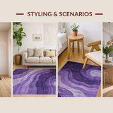 Ultra Soft Area Rug, Non Slip, Stain Resistant, Washable Area Rugs for Living Room, Bedroom, Eclectic Soft Textured Waves(Purple)
