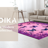 Ultra Soft Area Rug, Non Slip, Stain Resistant, Washable Area Rugs for Living Room, Bedroom, Joyful Whimsical Floral Touch(Pink)