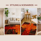 Ultra Soft Area Rug, Non Slip, Stain Resistant, Washable Area Rugs for Living Room, Bedroom, Sizzling Geometric Flow Design(Red)