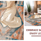 Ultra Soft Area Rug, Non Slip, Stain Resistant, Washable Area Rugs for Living Room, Bedroom, Artful Modern Symmetrical Textures(Orange)