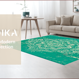 Ultra Soft Area Rug, Non Slip, Stain Resistant, Washable Area Rugs for Living Room, Bedroom, Distressed Medallion Green Living Room Non-Shedding Rug(Green)