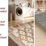 Ultra Soft Area Rug, Non Slip, Stain Resistant, Washable Area Rugs for Living Room, Bedroom, Chic Contemporary Linear Elements(Brown)