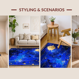 Ultra Soft Area Rug, Non Slip, Stain Resistant, Washable Area Rugs for Living Room, Bedroom, Radiant Nebula Artful Creation(Blue)