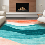 Ultra Soft Area Rug, Non Slip, Stain Resistant, Washable Area Rugs for Living Room, Bedroom, Bright Abstract Symmetrical Artwork(Orange)