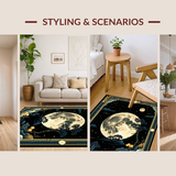 Ultra Soft Area Rug, Non Slip, Stain Resistant, Washable Area Rugs for Living Room, Bedroom, Enchanting Moonlit Boho Design(Gold)