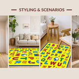 Ultra Soft Area Rug, Non Slip, Stain Resistant, Washable Area Rugs for Living Room, Bedroom, Engaging Brightly Colored Learning Circle(Yellow)