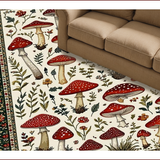 Ultra Soft Area Rug, Non Slip, Stain Resistant, Washable Area Rugs for Living Room, Bedroom, Rustic Vibrant Fungi Pattern(Red)