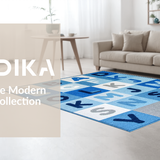 Ultra Soft Area Rug, Non Slip, Stain Resistant, Washable Area Rugs for Living Room, Bedroom, Stylish Modern Circular Design(Blue)