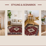 Ultra Soft Area Rug, Non Slip, Stain Resistant, Washable Area Rugs for Living Room, Bedroom, Chic Red Floral Geometry Blend(Red)
