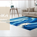 Ultra Soft Area Rug, Non Slip, Stain Resistant, Washable Area Rugs for Living Room, Bedroom, Serene Blue Tidal Pattern(Blue)
