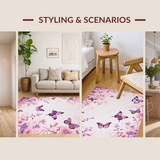 Ultra Soft Area Rug, Non Slip, Stain Resistant, Washable Area Rugs for Living Room, Bedroom, Delicate Insect Print with Cozy Vibes(Pink)