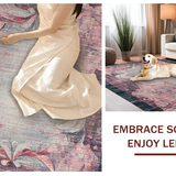 Ultra Soft Area Rug, Non Slip, Stain Resistant, Washable Area Rugs for Living Room, Bedroom, Coquette Ribbon Knot Pattern Rug with Whimsical Bow Motif and Curved Detailing(Pink)