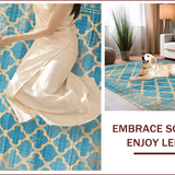 Ultra Soft Area Rug, Non Slip, Stain Resistant, Washable Area Rugs for Living Room, Bedroom, Rustic Spice Tiled Arrangement(Blue)