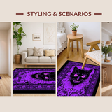 Ultra Soft Area Rug, Non Slip, Stain Resistant, Washable Area Rugs for Living Room, Bedroom, Gothic Cat Skull Aesthetic(Purple)