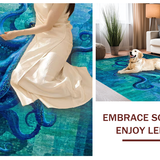 Ultra Soft Area Rug, Non Slip, Stain Resistant, Washable Area Rugs for Living Room, Bedroom, Octopus Tentacle Art Rug - Blue Digital Print(Blue)