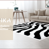 Ultra Soft Area Rug, Non Slip, Stain Resistant, Washable Area Rugs for Living Room, Bedroom, Modern Rustic Safari Aesthetic Non-Slip Floorcover(Black)