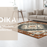 Ultra Soft Area Rug, Non Slip, Stain Resistant, Washable Area Rugs for Living Room, Bedroom, Rustic Geometric Motif Design(Brown)