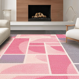 Ultra Soft Area Rug, Non Slip, Stain Resistant, Washable Area Rugs for Living Room, Bedroom, Colorful Child-Friendly Patterned Delight(Pink)