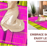 Ultra Soft Area Rug, Non Slip, Stain Resistant, Washable Area Rugs for Living Room, Bedroom, Funky Abstract Shape Arrangement(Pink)