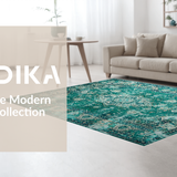 Ultra Soft Area Rug, Non Slip, Stain Resistant, Washable Area Rugs for Living Room, Bedroom, Vintage Medallion Rustic Charm(Blue)