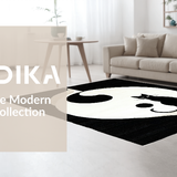 Ultra Soft Area Rug, Non Slip, Stain Resistant, Washable Area Rugs for Living Room, Bedroom, Trendy Modern Cat Circular Pattern(Black)