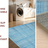 Ultra Soft Area Rug, Non Slip, Stain Resistant, Washable Area Rugs for Living Room, Bedroom, Preppy Style Blue Bow Patterned Mat with Symmetrical Ribbon and Loop Motifs(Blue)