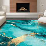 Ultra Soft Area Rug, Non Slip, Stain Resistant, Washable Area Rugs for Living Room, Bedroom, Chic Abstract Artful Turquoise(Blue)