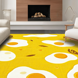 Ultra Soft Area Rug, Non Slip, Stain Resistant, Washable Area Rugs for Living Room, Bedroom, Whimsical Fried Egg Design(Yellow)