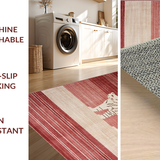 Ultra Soft Area Rug, Non Slip, Stain Resistant, Washable Area Rugs for Living Room, Bedroom, Vibrant Retro Patterned Elegance(Red)