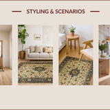 Ultra Soft Area Rug, Non Slip, Stain Resistant, Washable Area Rugs for Living Room, Bedroom, Elegant Neutral Paisley Aesthetic(Beige)