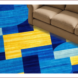 Ultra Soft Area Rug, Non Slip, Stain Resistant, Washable Area Rugs for Living Room, Bedroom, Chic Dynamic Color Block Composition(Blue)