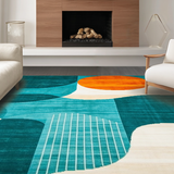 Whimsical Teal and Orange Swirls(Blue)