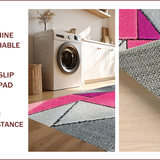 Ultra Soft Area Rug, Non Slip, Stain Resistant, Washable Area Rugs for Living Room, Bedroom, Geometric Pink Grey Plush Nursery Carpet(Pink)