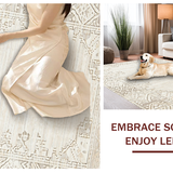 Ultra Soft Area Rug, Non Slip, Stain Resistant, Washable Area Rugs for Living Room, Bedroom, Serene Light Beige Flowing Patterns(Beige)
