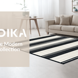 Ultra Soft Area Rug, Non Slip, Stain Resistant, Washable Area Rugs for Living Room, Bedroom, Sleek Dual-Tone Striped Runner Rug Featuring Repetitive Parallel Bands(Black)
