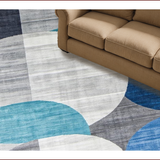 Ultra Soft Area Rug, Non Slip, Stain Resistant, Washable Area Rugs for Living Room, Bedroom, Contemporary Soft Circular Aesthetic(Blue)