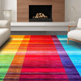 Ultra Soft Area Rug, Non Slip, Stain Resistant, Washable Area Rugs for Living Room, Bedroom, Dynamic Abstract Colorful Lines(Red)
