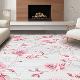 Ultra Soft Area Rug, Non Slip, Stain Resistant, Washable Area Rugs for Living Room, Bedroom, Chic Floral Pastel Elegance(Ivory)